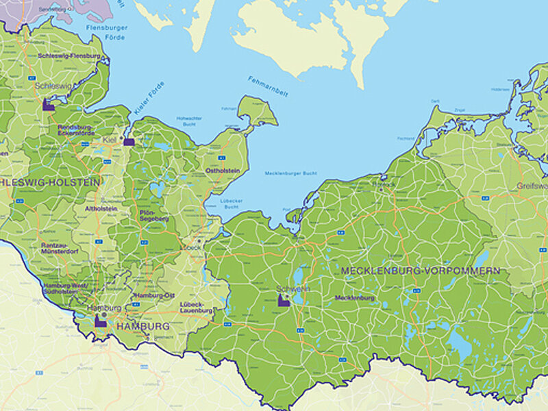 Landkarte der Kirchenkreisen in der Nordkirche.